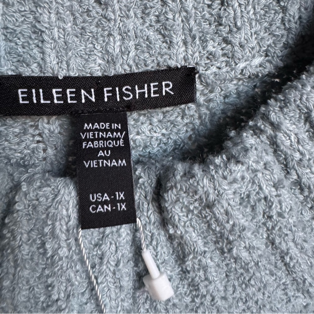 NWT Eileen Fisher Cotton Fluff Rib Turtleneck Top Boxy Fit, Cropped Length Sz 1X - Picture 9 of 12